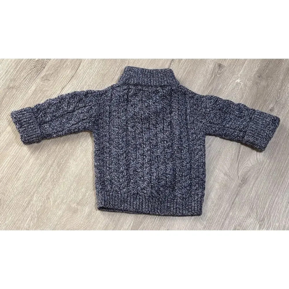 The Woollen Market Ireland‎ Kids Merino Wool Sweater 1/4 Zip Blue Size 1-2 Yrs